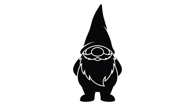 Garden gnome silhouette against a white background a dark and whimsical depiction