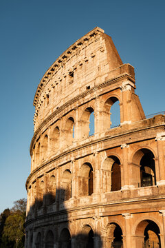 The Colosseum in golden light, Rome, Italy