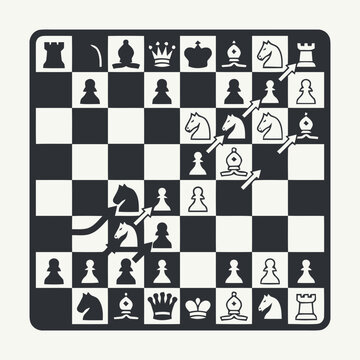 Chess strategy, tactical move sequence, knight attack, checkmate game plan, board game