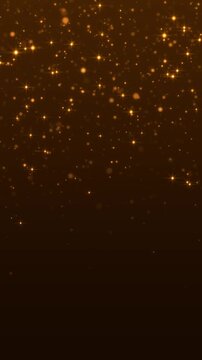 golden shiny and glittering particles slow falling animation, abstract luxury christmas and new year stream vertical social media motion background