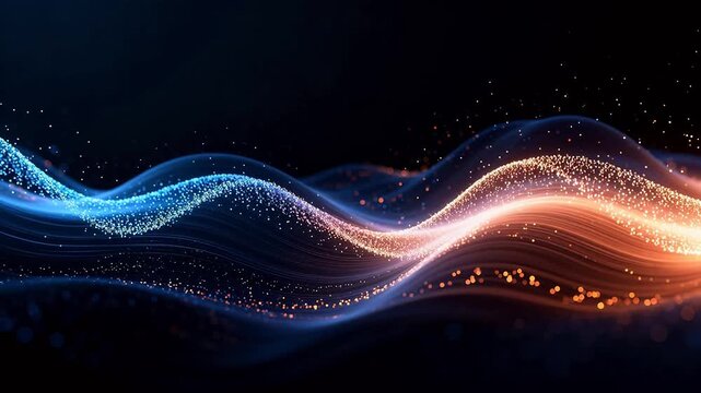 Abstract wave of glowing particles