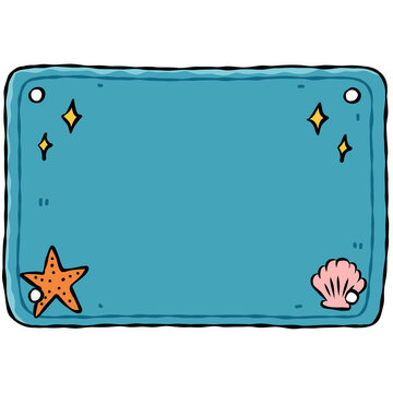 Colorful Hand Drawn Hawaiian License Plate Template Collection with Tropical Surf Summer Design