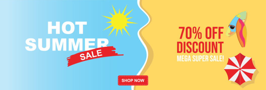 Mega Super Sale Hot Summer Discount Web Banner