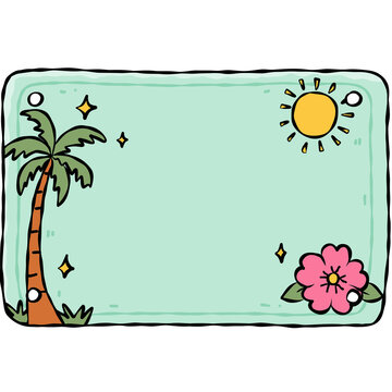 Colorful Hand Drawn Hawaiian License Plate Template Collection with Tropical Surf Summer Design