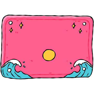 Colorful Hand Drawn Hawaiian License Plate Template Collection with Tropical Surf Summer Design