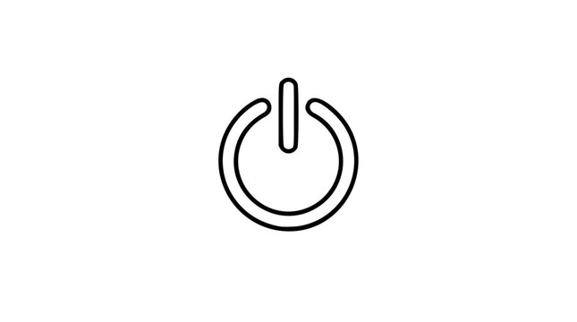 Power button vector icon with bold clean outline, minimalist on off symbol illustration for electronics, device controls, startup screens, interface design, settings, and modern technology