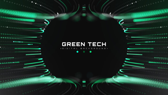 Abstract Green Tech Background, Modern Technology Concept With Digital Renewable Energy Network.