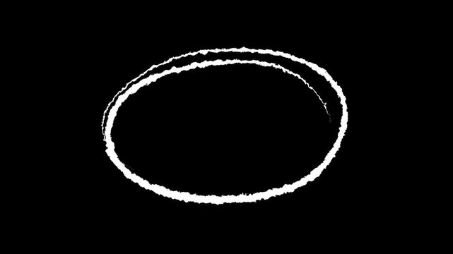 Circle on white background in animated scribble style stop motion. Symbol of ellipse hand drawn in isolated footage ready to use in online interface to highlight necessary information, Handwritten 4k