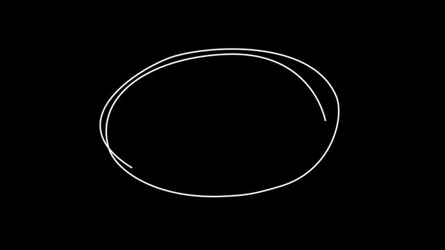 Circle on white background in animated scribble style stop motion. Symbol of ellipse hand drawn in isolated footage ready to use in online interface to highlight necessary information, Handwritten 4k