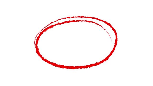 Circle on white background in animated scribble style stop motion. Symbol of ellipse hand drawn in isolated footage ready to use in online interface to highlight necessary information, Handwritten 4k