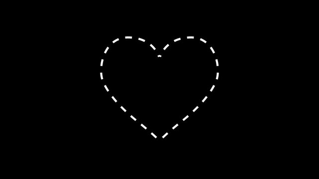 Movement simple heart path icon, dotted love. 4k animation.  love hearts concepts. Valentine's Day indicate. neon valentines love heart symbol animation