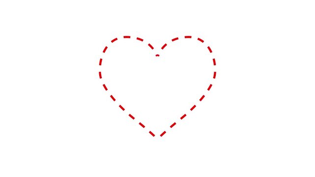Movement simple heart path icon, dotted love. 4k animation.  love hearts concepts. Valentine's Day indicate. neon valentines love heart symbol animation