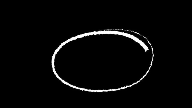 Hand drawing circles animation white circle drawing. For marking text, numbers, marker pen, pencil, hand-drawn doodle grunge circle for highlighting concept. 4k