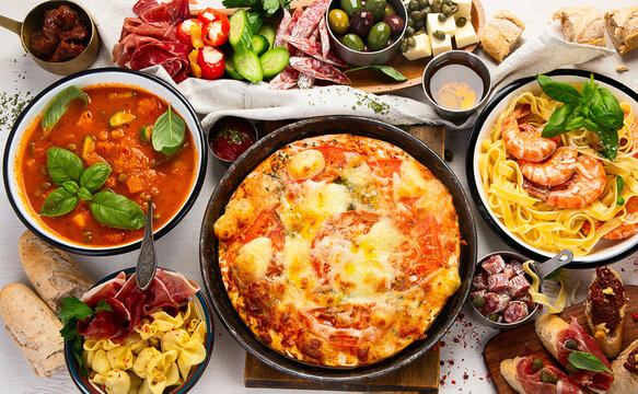 Variety of italian dishes.