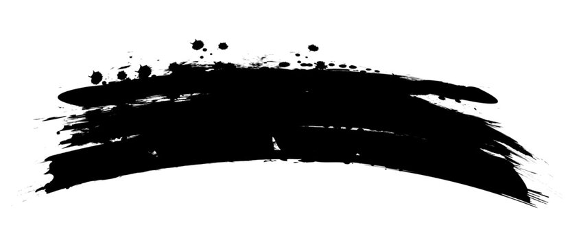 Black Distressed Grunge Vector Curved Brush Stroke Banner