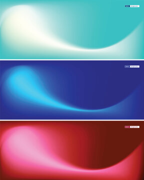 Collection of horizontal soft mesh gradient backgrounds with elegant glowing light curves.