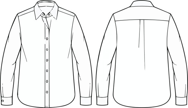 Long Sleeve Shirt Technical Drawing for Tech Pack
