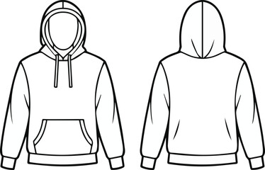 Pullover Hoodie Technical Flat Template for Apparel © Icon Stock