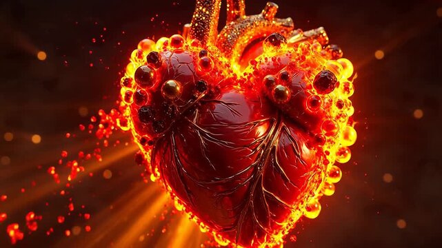 Abstract Heartbeat of Flaming Particles