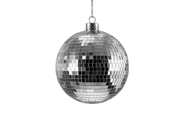 Obraz premium Shiny disco ball hanging, reflecting light, symbolizing celebration, party, dance, music, and nightlife fun