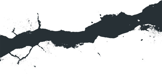 Fototapeta premium Jagged horizontal black torn paint streak