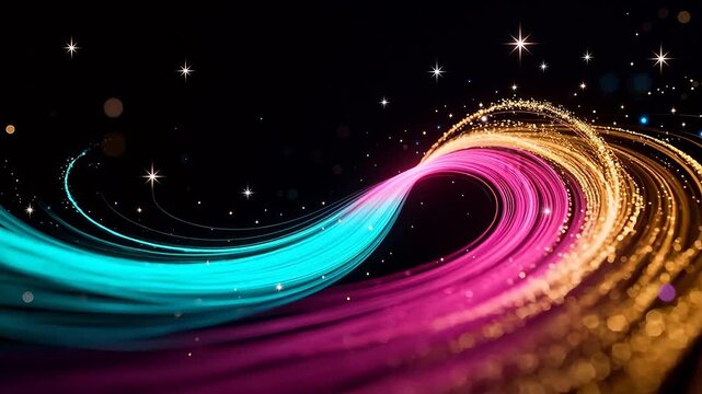 Colorful abstract wave with stars