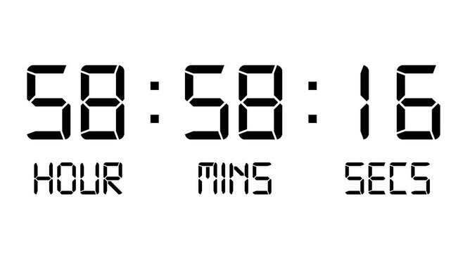 60 second timer animation video.one minute countdown timer animation from 60 second to 0 second on transparent background, 1 minute countdown timer,