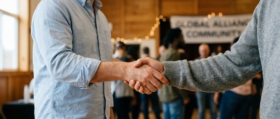 Fototapeta premium Professional Handshake at a Community Meeting