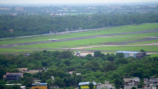 Runway shot with aircraft at Raja Bhoj Airport of Bhopal Madhya Pradesh