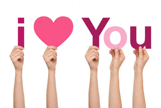 Hands Holding Letters and Heart Spelling I Love You