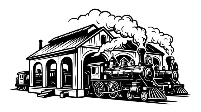 Vintage Steam Trains in Engine Shed