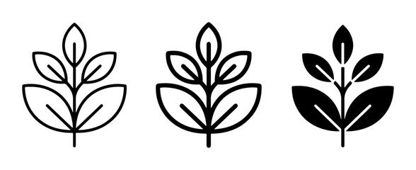 Obraz premium Minimalist Plant Icons, Botanical Leaf Graphics, Organic Growth Symbols, Nature Elements Set