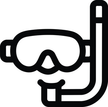 Snorkel mask and breathing tube icon for diving
