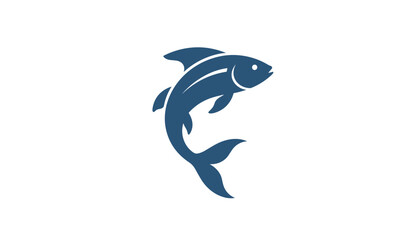Fototapeta premium Dynamic blue colored freshwater fish silhouette leaping upward in mid-air isolated on a clear white background.