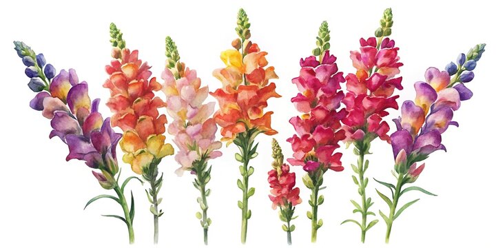 Colorful snapdragons flowers in bouquet arrangement - Bright bouquet of snapdragon flowers in vibrant colors, neatly arranged for floral design inspiration.