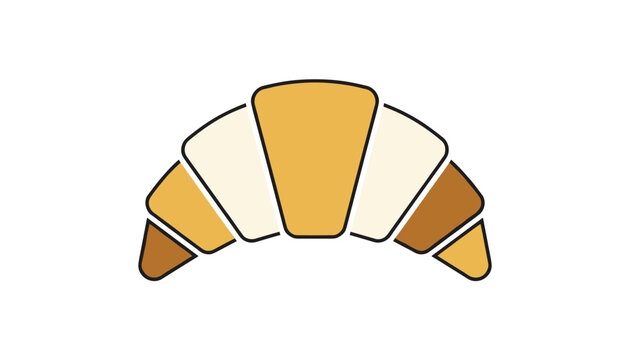 Flaky golden French croissant illustration showing the buttery layered internal sections on a white background.