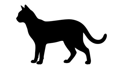 Black cat silhouette, feline icon, pet vector, animal shape © MSTLUCKY