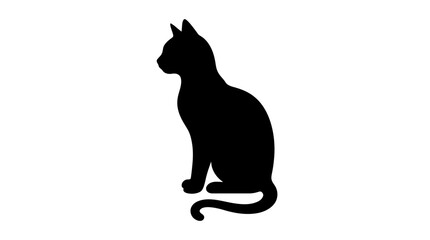 Black cat silhouette, feline icon, pet vector, animal shape © MSTLUCKY