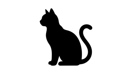 Black cat silhouette, feline icon, pet vector, animal shape © MSTLUCKY