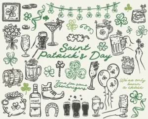 St. Patrick's Day Hand whimsical, doodle style vector hand-drawn illustration set © Wiktoria Matynia