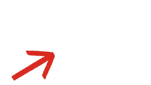 赤い手描き矢印のモーショングラフィック　斜め右上方向　往復