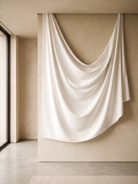 Blank White Fabric Wall Mockup for Textile Branding and Home Decor Advertising