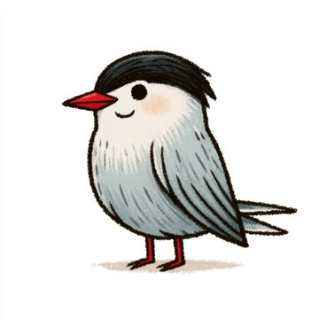 Cute common tern doodle illustration for children
