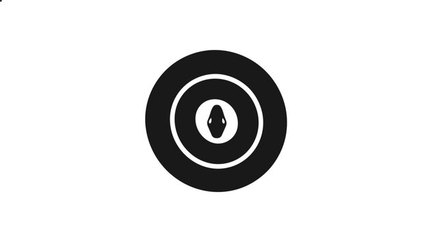 Graphic target logo showing a black snake head silhouette in the center of concentric circular rings on a white background.