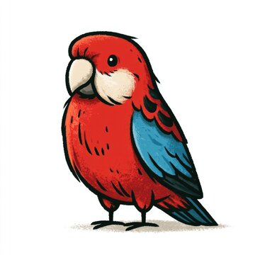 Cute crimson rosella doodle illustration for children