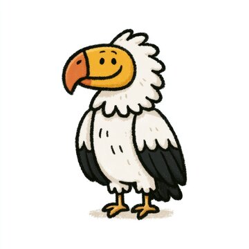 Cute Egyptian vulture doodle illustration for children