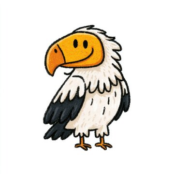 Cute Egyptian vulture doodle illustration for children
