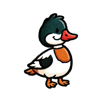 Cute common shelduck doodle illustration for children