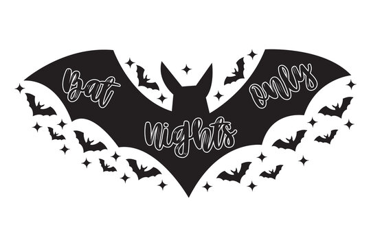 Halloween bat nights spooky black bat graphic design