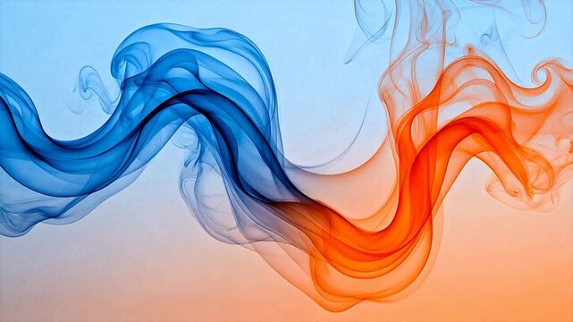 Abstract swirling smoke in blue and orange